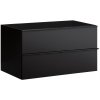CERANO - Kúpeľňová skrinka pod umývadlo s úchytkou Velora - čierna matná, čierna úchytka - 99x53x46 cm