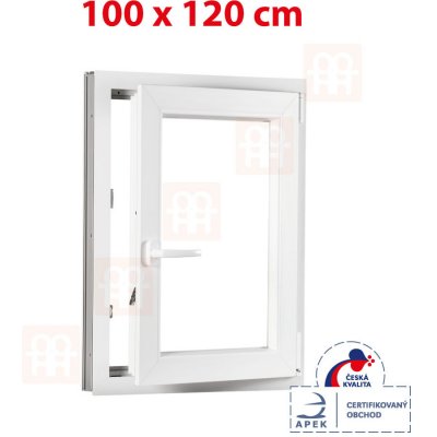 OKNA-HNED.SK Plastové okno 100 x 120 cm (1000 x 1200 mm) biele otváravé aj sklopné pravé