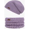 Doke Set Merino háčkovaná čiapka a háčkovaný nákrčník flieder