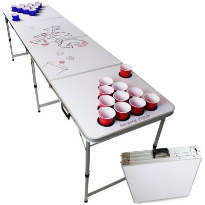 BeerCup Backspin, súprava so stolom na beer pong, biela, DIY, držadlá, držiak na loptičky, 6 loptičiek 449-004