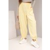 Kesi Włoski Dámske nohavice so širokým nohavkom a viazaním dole žlté 15695