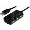 Kábel USB 2.0 A-A M/F 8m, High Speed, predlžovací, čierny, aktívny, 4port Hub s adapt., PRO, reťazit