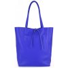 Mondo Italia Kožená shopper kabelka 396 azurovo modrá MADE IN ITALY Modrá