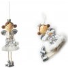 Mondex Vianočná závesná figúrka DIEVČA 18x7 cm biela/strieborná