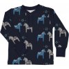 Bambusové detské tričko s dlhým rukávom Geggamoja Navy Dala horse