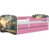 Kocot kids Detská postieľka Babydreams loď ružová, variant 80x180, bez šuplíků, s matrací