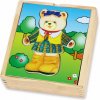 Viga Detské drevené puzzle obliekanie medvedík 18 dielov Viga