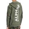 Alpha Industries BACK PRINT ZIP HOODY dark olive pánska mikina Farba: zelená, Veľkosť: M