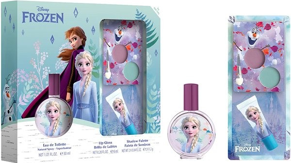 Disney Frozen toaletná voda 100 ml + lesk na pery pre deti 6 ml + očné tiene pre deti 2x0 2 g