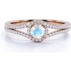 Emporiálny prsteň 14k zlato Vermeil GU-DR14761R-ROSEGOLD-MOONSTONE-ZIRCON Veľkosť: 7 (EU: 54-56)