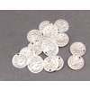 Kovová odevná ozdoba - orientálna peniaze 2 cm - strieborná