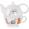 Porcelánová kanvička so šálkou Toro 450 ml mačka a pes
