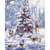 ZUTY Maľovanie podľa čísel - ZVIERATÁ PRI VIANOČNOM STROMČEKU Rámovanie: bez rámu a bez vypnutia plátna, Rozmer: 40x50 cm