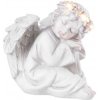 Sediaci anjel LED polyresin na hrob 15x15x14.5cm