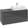 VILLEROY & BOCH Collaro závesná skrinka pod umývadlo na dosku (umývadlo vpravo), 4 zásuvky, 1200 x 500 x 548 mm, Glossy Grey, C13000FP