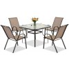 Kovový záhradný nábytok Modena pre 4 osoby so štvorcovým stolom Garden Point hnedý