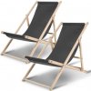 Yakimz Deckchair Beach Lounger Relaxing Lounger Self-Assembly Drevené plážové lehátko Skladacie sivé 2 ks