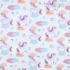Bavlnený popelín s jednorožcami, biely 1 m