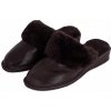 Vlnka Dámske kožené papuče na klinček s ovčou vlnou - tmavohnedá - EU 38
