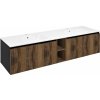 Sapho LOREA skrinka s dvojumývadlom 161x46x51,5cm (70+20+70cm), dub collingwood/čierna mat SPH LE070-1935-11