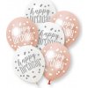 Balóny Happy Birthday ružovo-zlaté 30cm 6ks