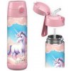 Detská termo fľaša z nerezovej ocele so slamkou JARLSON CHARLI Unicorn 500 ml