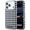 Karl Lagerfeld PU puzdro s houndstooth vzorom a živicovou platňou MagSafe pre iPhone 17 Pro, čierne (57983130694)