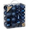 Sada vianočných gúľ s vianočnou špičkou, tmavo modrá, plast, 39 ks, 81241G053