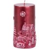 Sviečka MagicHome Vianoce, 7x12,5 cm, červená s krajinkou