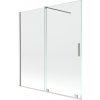 Mexen Velar, 2-krídlová posuvná vaňová zástena 150 x 150 cm, 8mm číre sklo, brúsená oceľ, 896-150-000-01-97