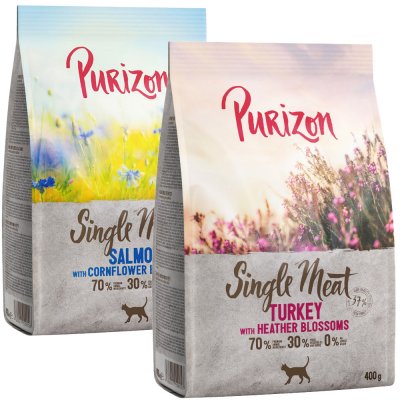 Purizon Single Meat Mix morčacie s kvetmi vresu losos s kvetmi nevädze 2 x 400 g