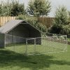 Vonkajšia búda pre psa s výbehom 6x3x1,9 m, pozinkovaná oceľ