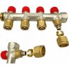 Rozdeľovač PEX 3/4 16 mm, 4 sekcie pre podlahové kúrenie, CO, úžitkovú teplú vodu