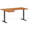Ergonomický výškovo nastaviteľný stôl, 160x120 cm, 1 motor, L/P, čierna podnož, čerešňa
