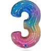Grabo Nafukovací balónik číslo 3 dúhový 102 cm Grabo