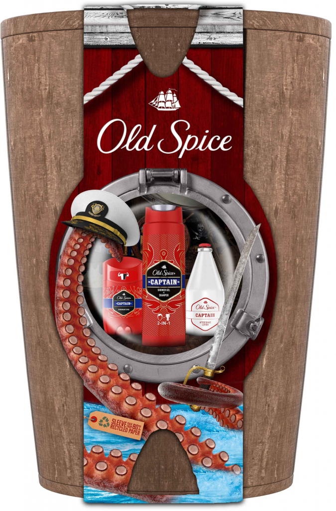 Old Spice Captain Barel balzam po holení 100 ml + deostick 50 ml + sprchový gél a šampón 2 v 1 250 ml darčeková sada