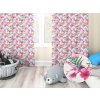 Biante Detský bavlnený záves Sandra SA-493 Kolibríky s ružovými kvetmi na bielom 150x210 cm