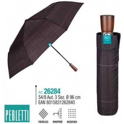 Perletti 26284 time Scottish deštník pánský automatický tm.hnědý