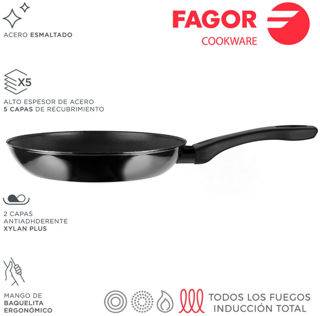 FAGOR Indutherm čierna smaltovaná oceľová panvica 26 cm