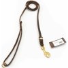 Vodítko výstavné (predvádzacie) s uškom, 12mm/130cm, mosadzná karabína, koža, hnedé