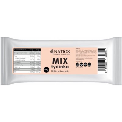 NATIOS Mix tyčinka - Datle, kokos, kešu, 40 g