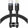 Baseus CATLKLF-G1 Odolný nylonový opletený vodič USB Typ C PD/Lightning 18W QC3.0, 1m, černo-šedý