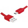 USB kábel - Type-C, 1m, plochý, červený.