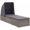 Záhradné ležadlo so strieškou polyratan / látka Dekorhome