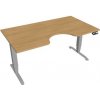 Pracovný stôl Motion Ergo, PO, 3S, 160x61-128x90 cm, dub/sivá - 1 kus - 1 KS - pamäťové - 60 mesiacov - elektrický polohovateľný - stôl - 90 cm - Hobis - Motion Ergo - 160 cm - 60,5 - 129,5 cm - dub/s
