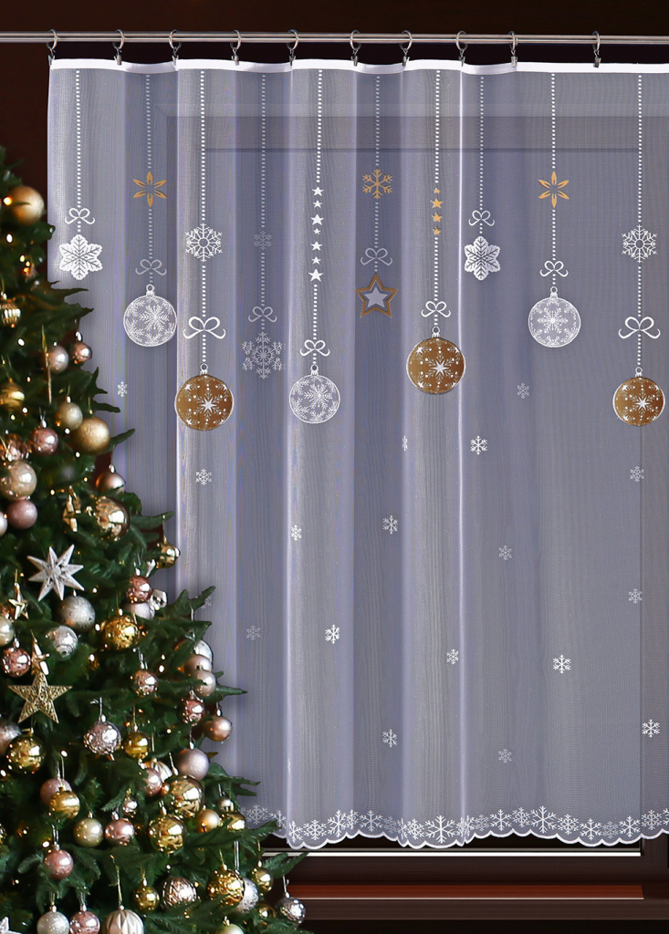 Metrážová žakarová záclona M70 - Zlatá vánoční - výška 130 cm