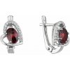 Strieborné náušnice luxusné s pravými minerálnymi kameňmi červené srdce 11496.3 garnet chekker