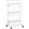 Verk 27491 Trojposchodový kovový regál na kolieskach 76 x 43 x 36 cm, biely