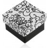 Šperky eshop - Čierno-biela krabička na náušnice, prívesok alebo prsteň, vzor špirál U32.05