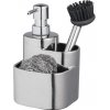 BISK Erga Basic, keramický kuchynský organizér s dávkovačom saponátu 3ks, strieborná, ERG-07673